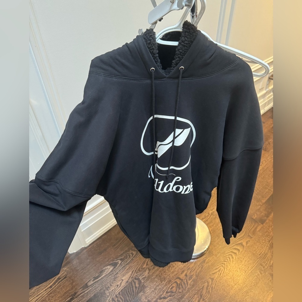 WE11DONE FUR LINED LOGO HOODIE - Picture 7 of 8